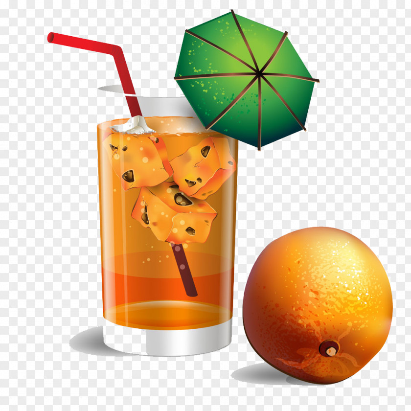 The Glass Drinks With Fruit Orange Juice Drink PNG