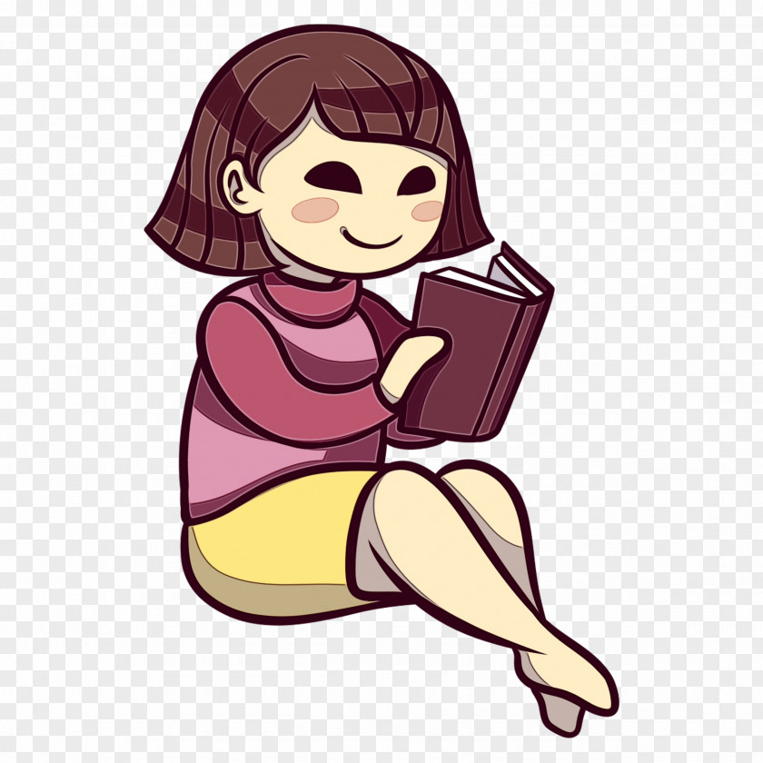 Animation Thumb Cartoon Clip Art Reading Sitting Finger PNG