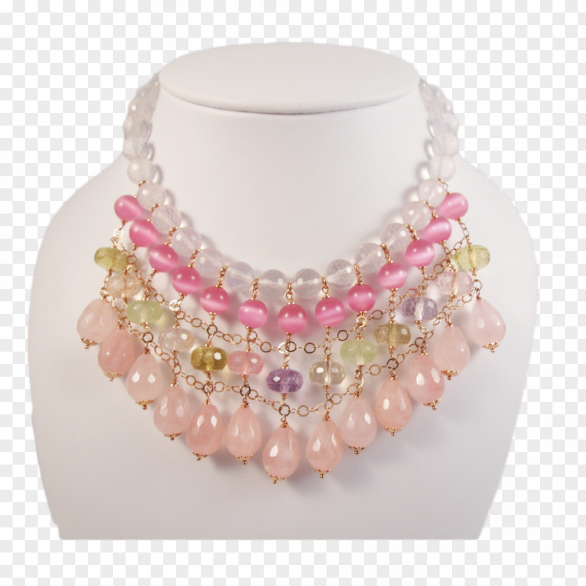 Necklace Pearl Bead Pink M PNG
