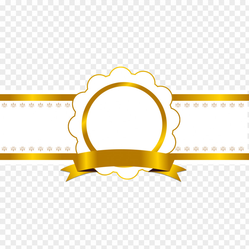 Shiny Gold Ribbon Border Tag Icon PNG