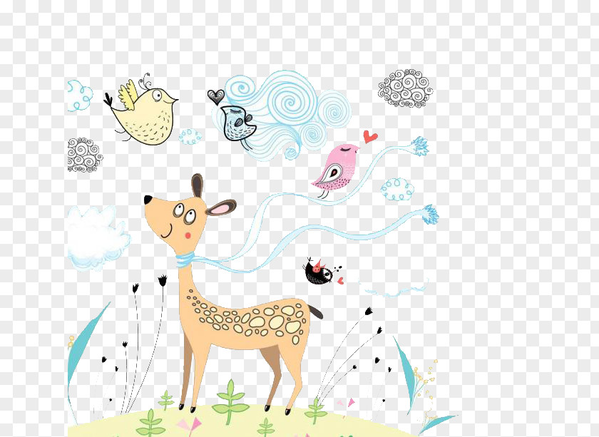 Giraffe Postcard Cartoon Illustration PNG