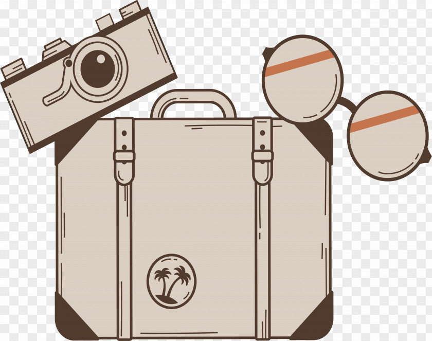 Retro Wind Travel Luggage Suitcase PNG