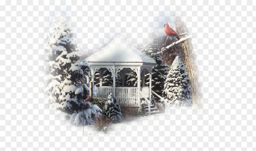 Christmas Card Gazebo Painting Landscape PNG