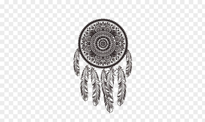 Continental Circular Feather Pattern Elements Coloring Book Dreamcatcher Mandala Child PNG