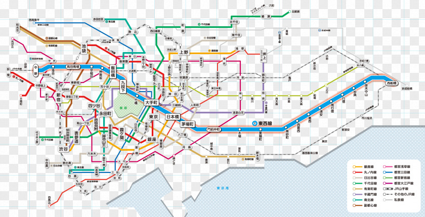 Map Library Tokyo Metro Tōzai Line 振替輸送 PNG