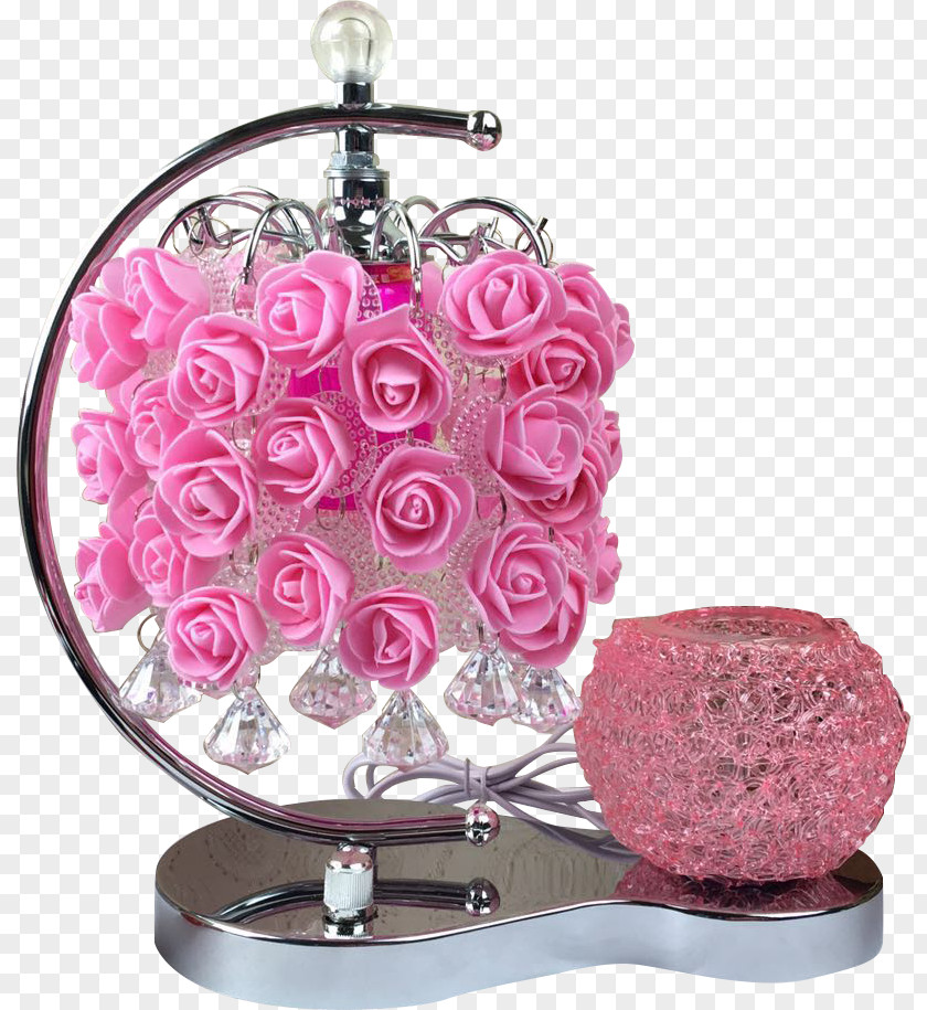 Pink Crystal Flower Lamp Download PNG