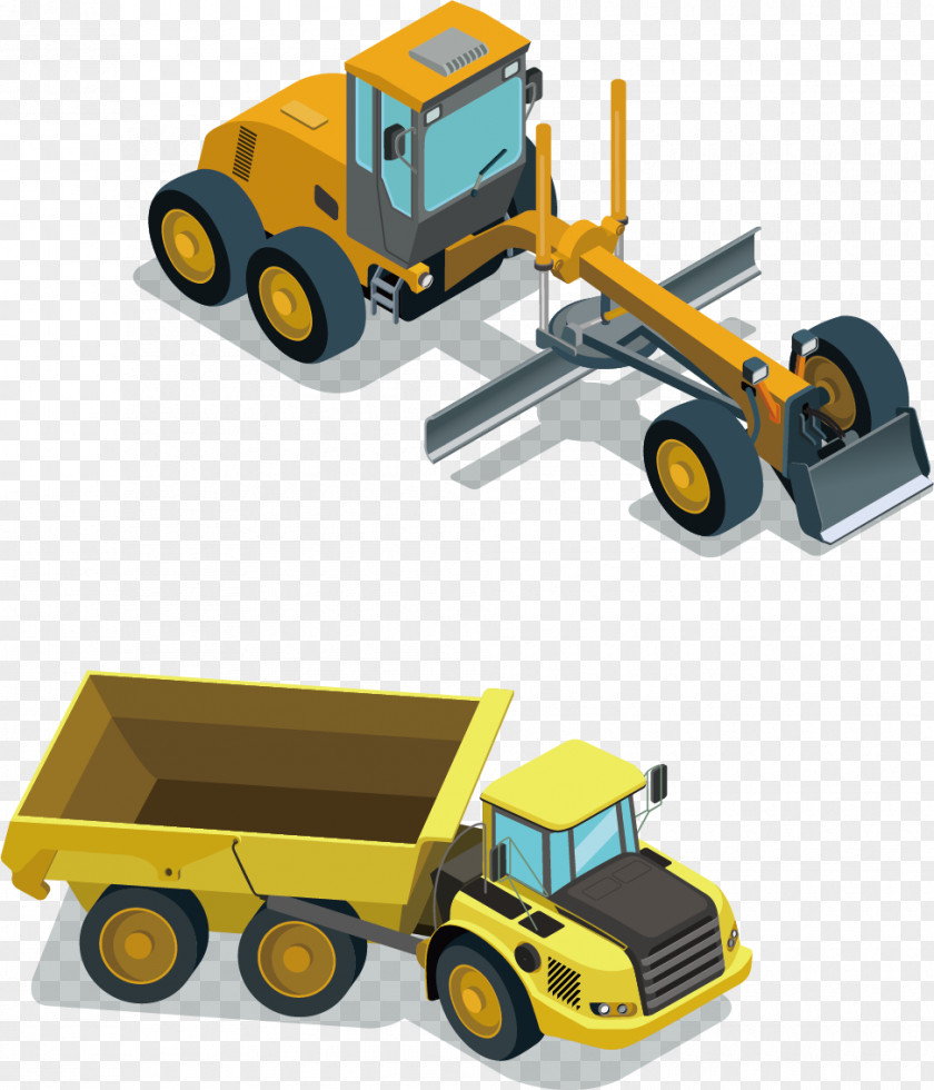 Excavator Heavy Equipment Machine Flat Design PNG