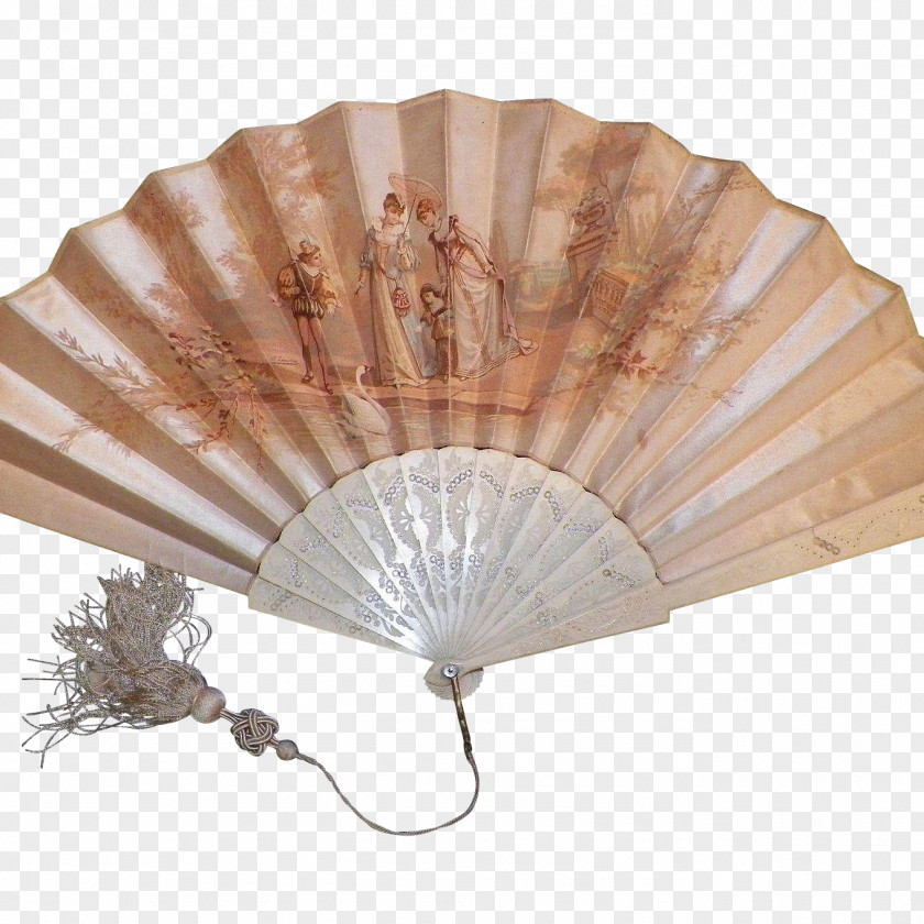 Hand-painted Delicate Lace Hand Fan Ceiling Light Fixture PNG