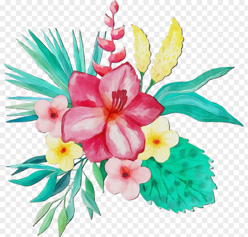 Hibiscus Artificial Flower Watercolor Floral Background PNG