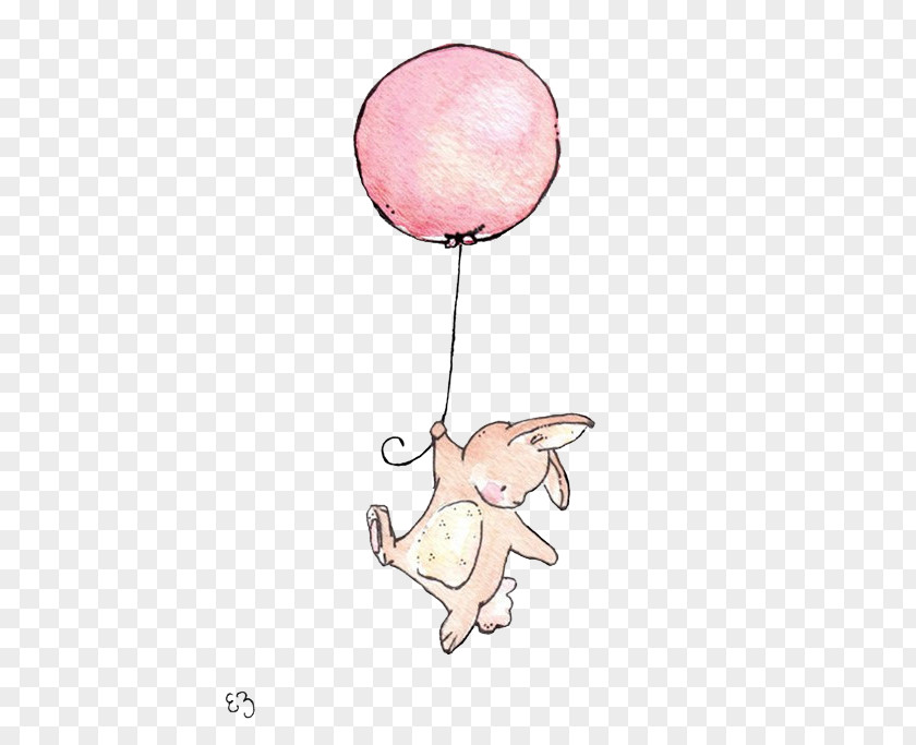 Holding Balloons Rabbit Illustration PNG