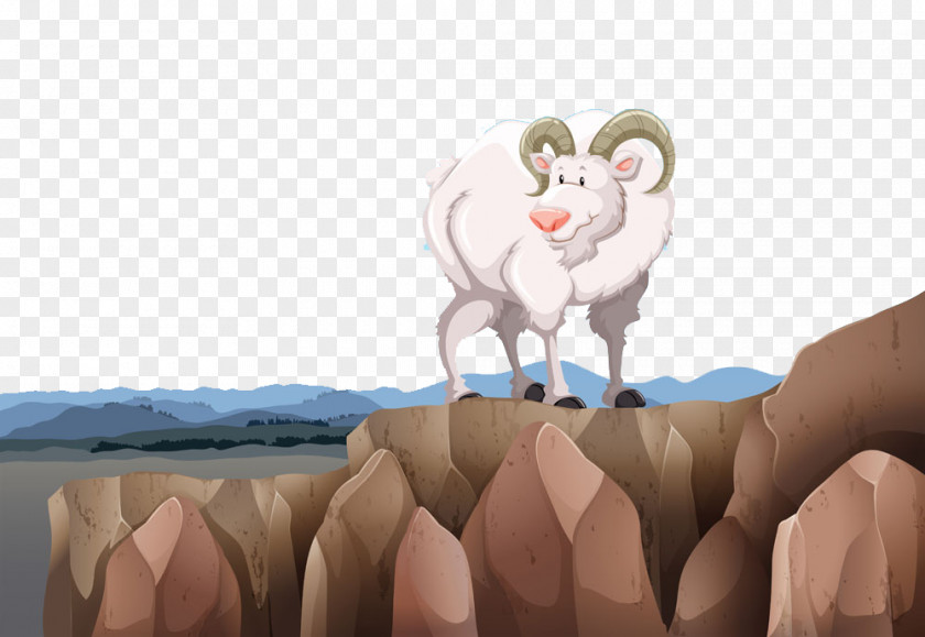 Goats On The Hillside Goat Cartoon Royalty-free Illustration PNG