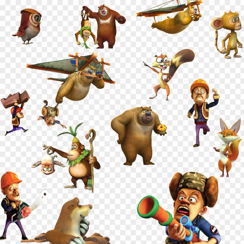 Bear Haunt Creative Animated Characters Carnivora Horse Collage Illustration PNG