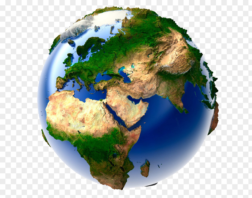 Blue Earth Globe World Map PNG