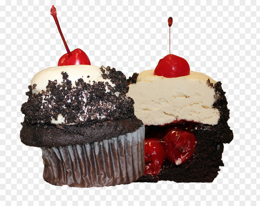 Cherry Chocolate Sundae Black Forest Gateau Cupcake Cake Torte PNG
