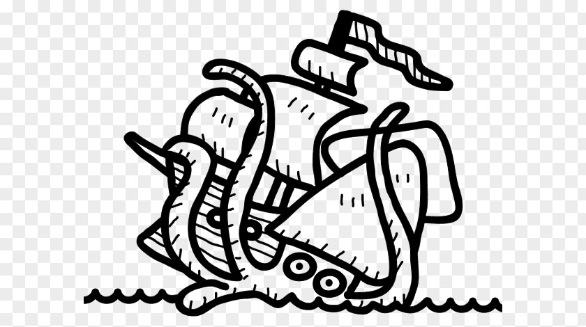 Italy Stamp Kraken Drawing Coloring Book Legend Vintage PNG