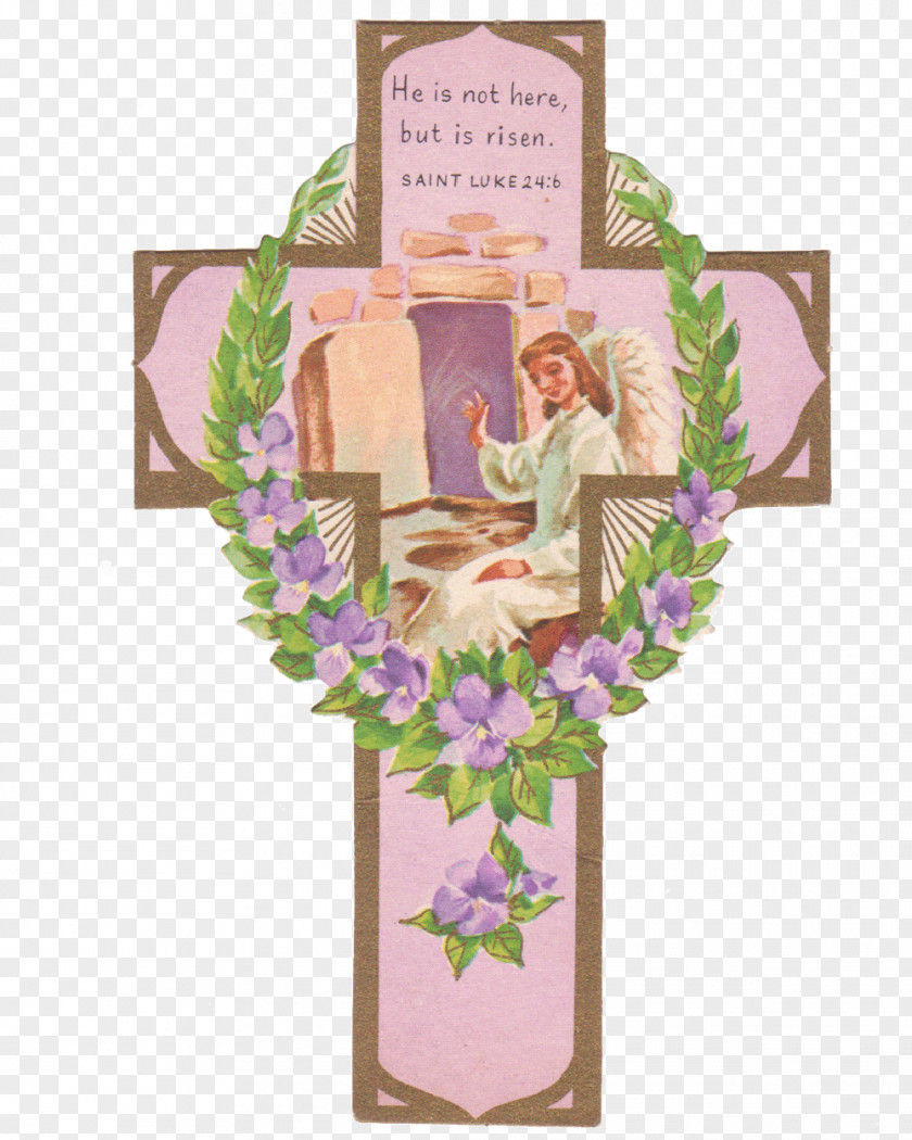 Christian Cross Easter Postcard Clip Art PNG