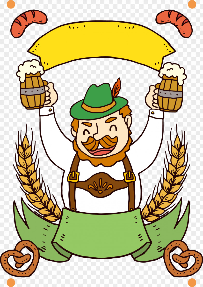 Hand Painted Toast Uncle Oktoberfest Germany Beer Clip Art PNG