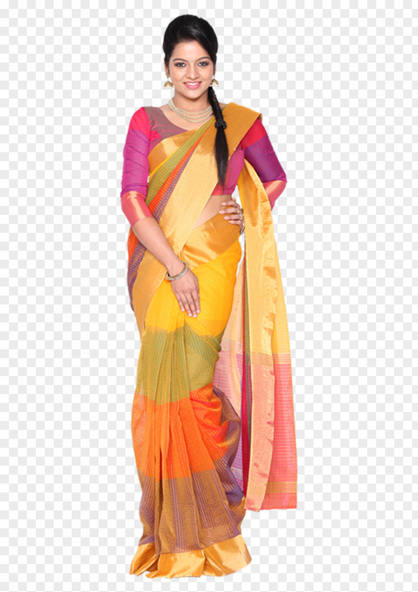 Silk Saree Sari Textile Yellow Cotton PNG