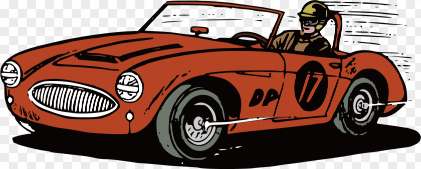 Cartoon Vintage Car Auto Racing Clip Art PNG
