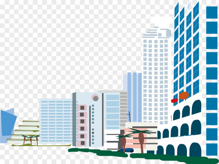 Vector Cartoon City Drawing Illustration PNG