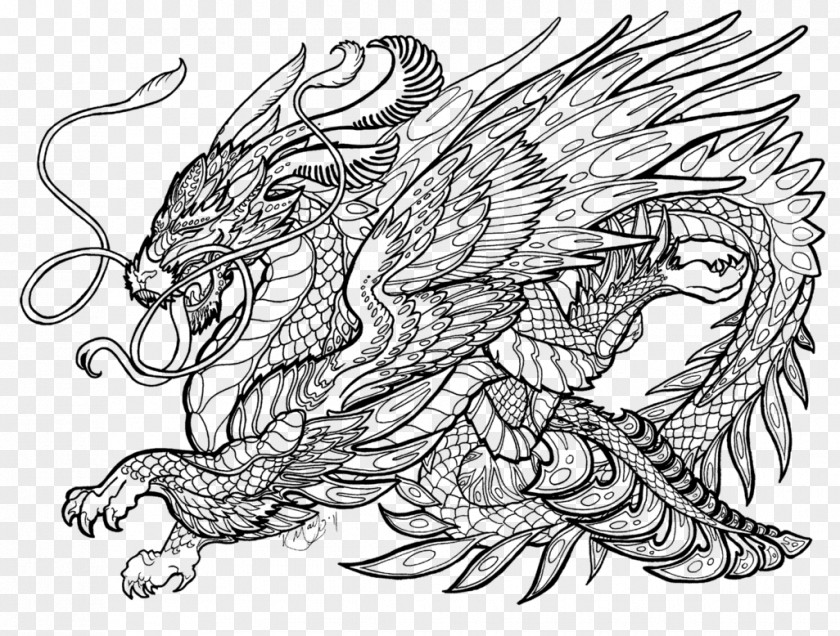 Dragon Coloring Book Fairy Tale Adult Child PNG