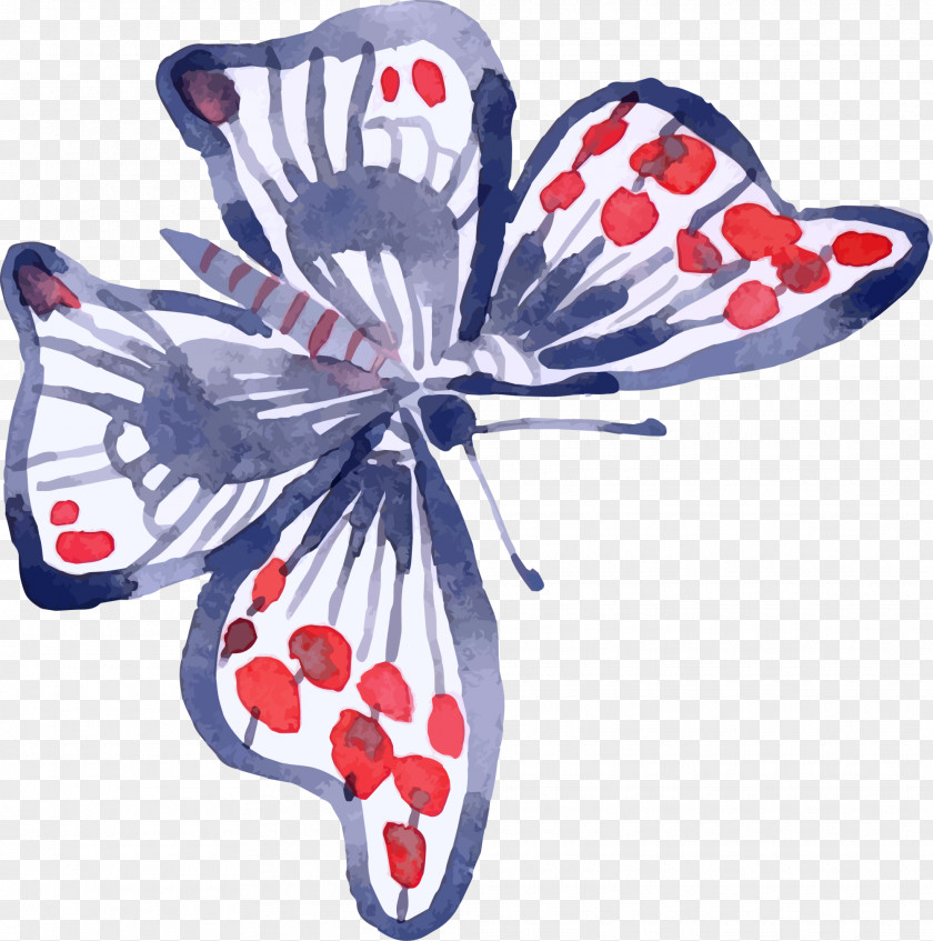 Purple Fresh Butterfly Watercolor Painting Blue Illustration PNG