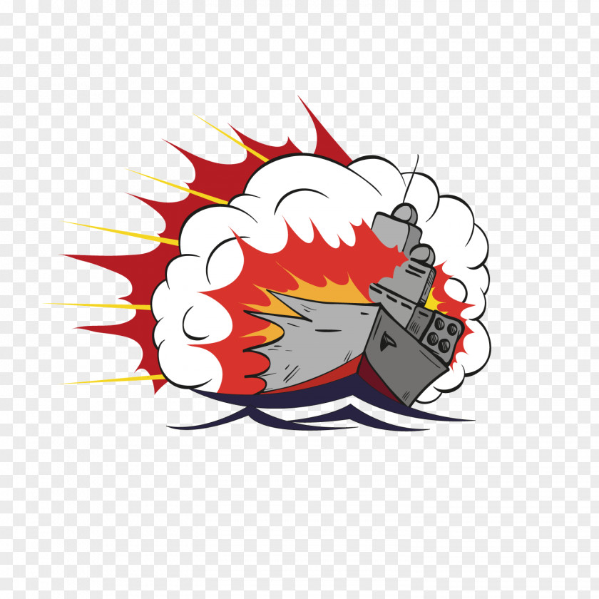 Ship Explosion Illustration PNG