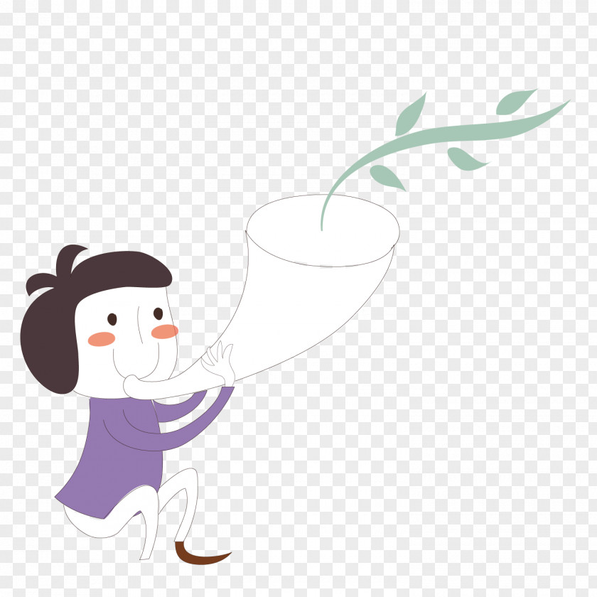 The Boy With Conch Euclidean Vector Illustration PNG