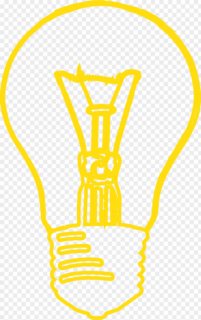 Yellow Light Bulb Line Art Clip PNG