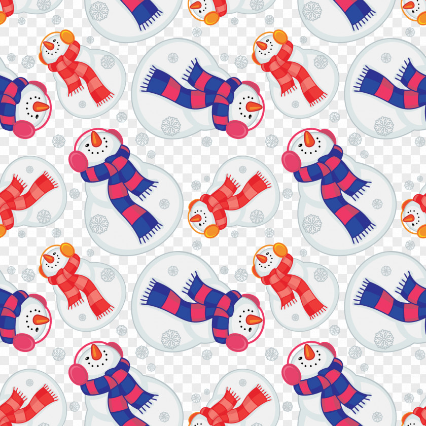 Wearing A Scarf Snowman Seamless Background Vector Material Pattern PNG