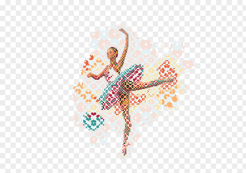 Color Retro Ballet Dancer Portrait Illustration PNG
