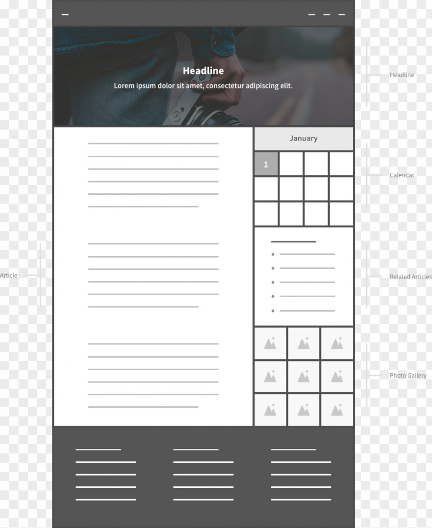 Design Website Wireframe Brand Page Layout PNG
