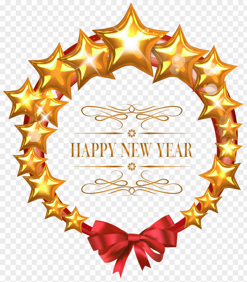 Happy New Year Stars Oval Decor PNG Clipart Image Year's Day Eve Clip Art PNG