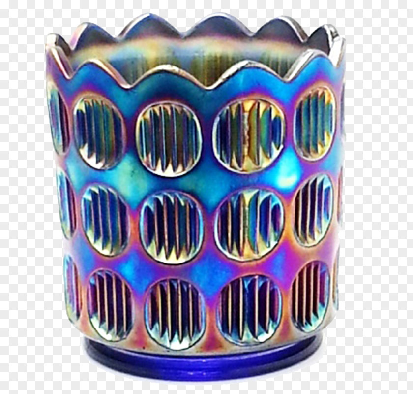 Glass Fenton Art Company Carnival Vase Blue PNG