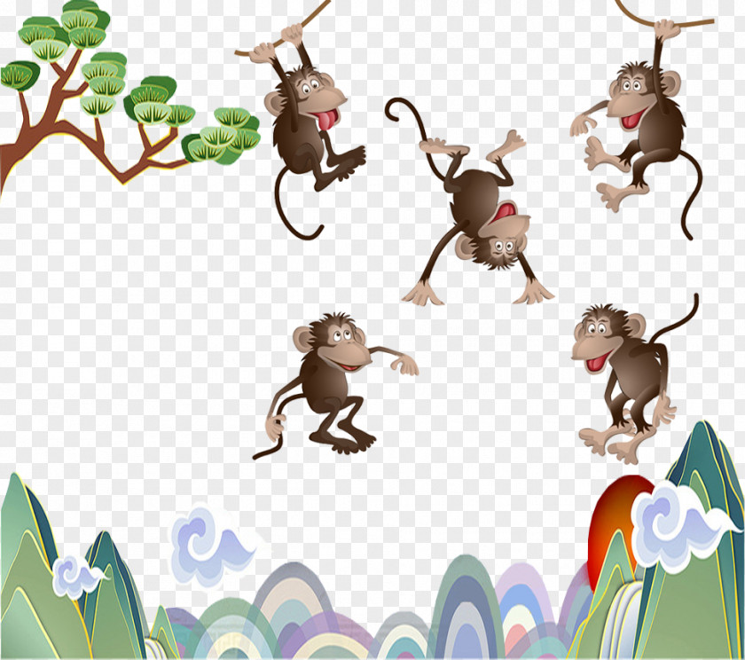 Naughty Monkey Illustration PNG