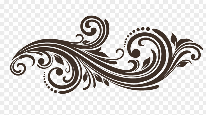 Blackandwhite Spiral Calligraphy Ornament PNG