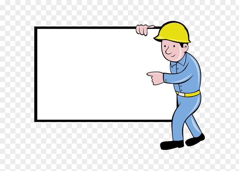 Man With A Board Construction Worker Cartoon Royalty-free Clip Art PNG
