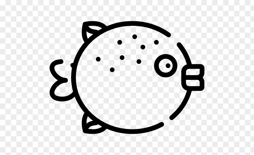Puffer Fish White Line Clip Art PNG