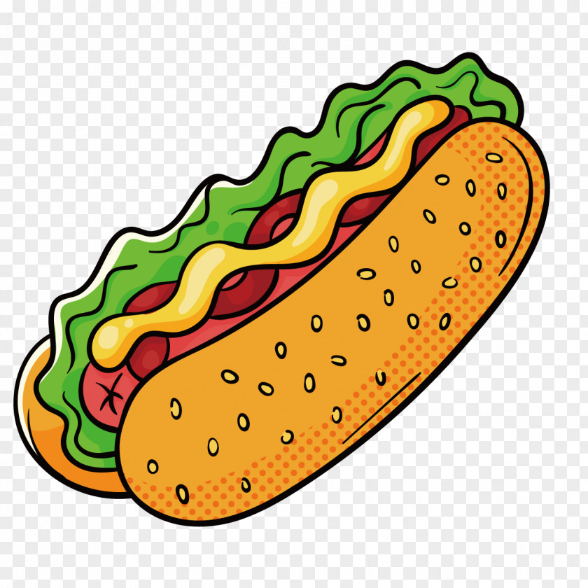 Cartoon Hot Dog Hamburger Fast Food Drawing PNG