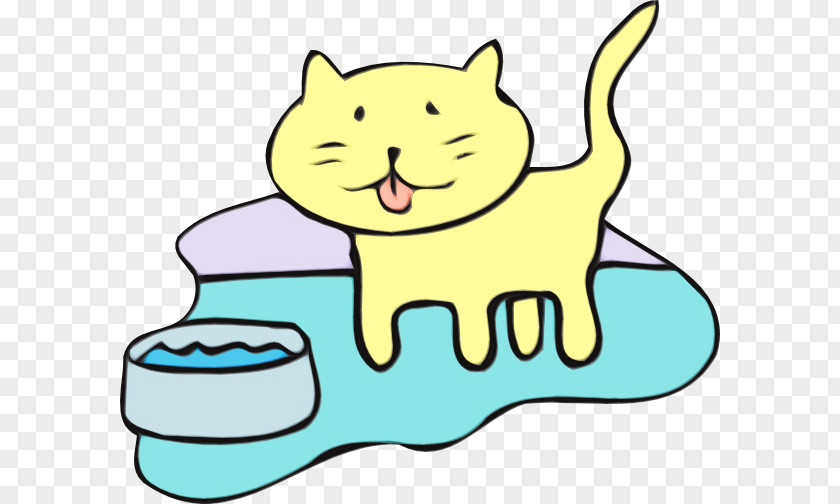 Line Art Small To Mediumsized Cats Green Cat Cartoon Yellow Head PNG