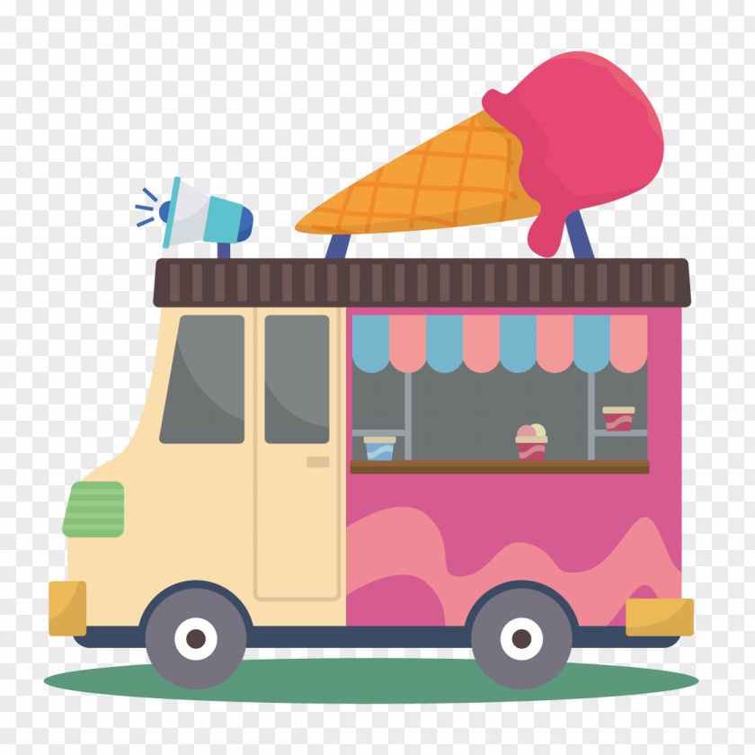 Vector Ice Cream Truck Van Car PNG