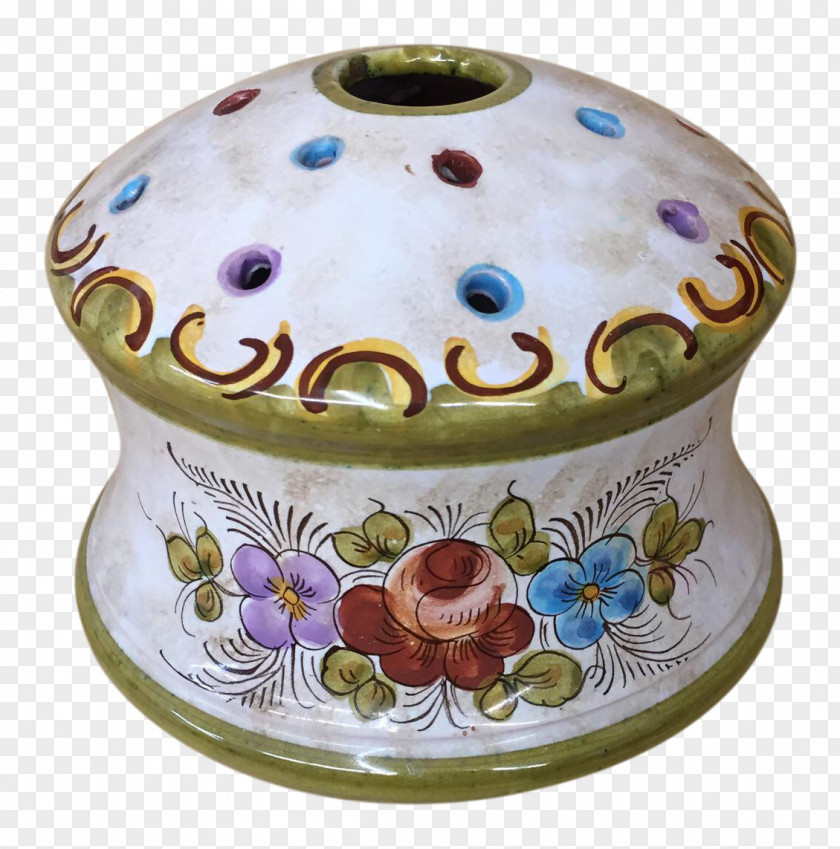 Hand-painted Flowers Decorated Ceramic Pottery Vase Tableware PNG