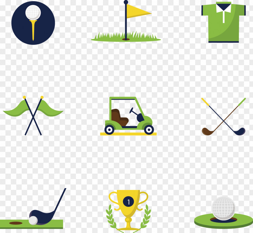 Vector Painted Nine Golf Icon Ball Club PNG