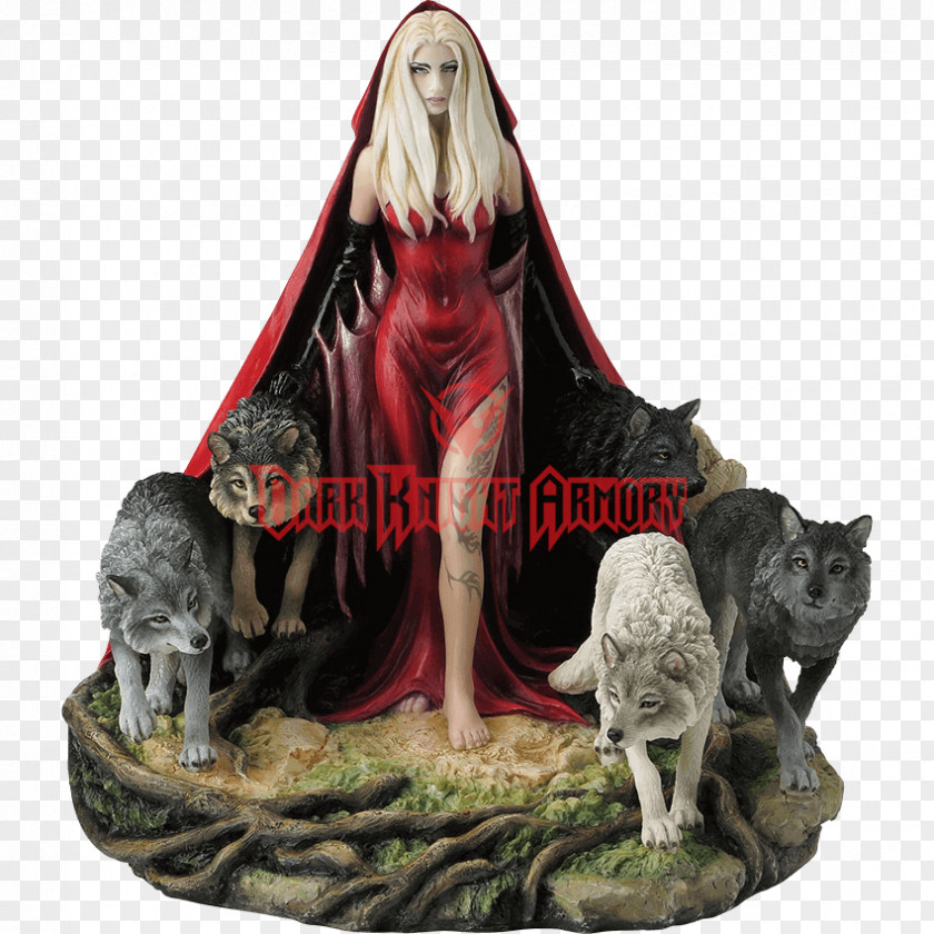 Little Red Riding Hood Statue Sculpture Figurine Gray Wolf PNG