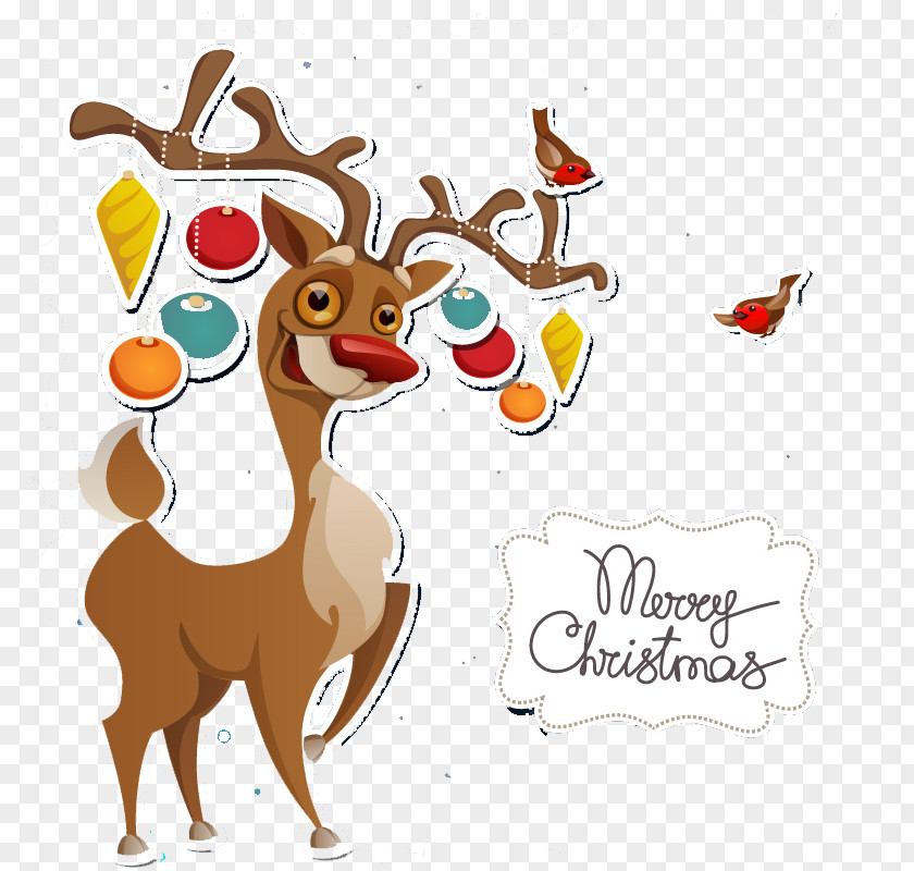 Rudolph The Red Nose And Creative Greeting Cards Vector Material Snegurochka Scrapbooking New Year Christmas Santa Claus PNG