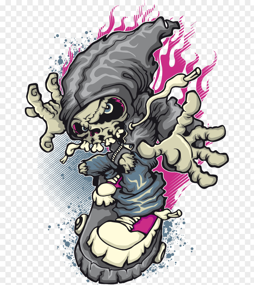 Vector Horror Skull Printed T-shirt Hoodie Clothing PNG