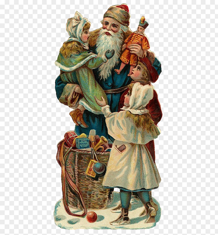Victorian Elves Saint Nicholas Santa Claus Christmas Day Card Post Cards PNG