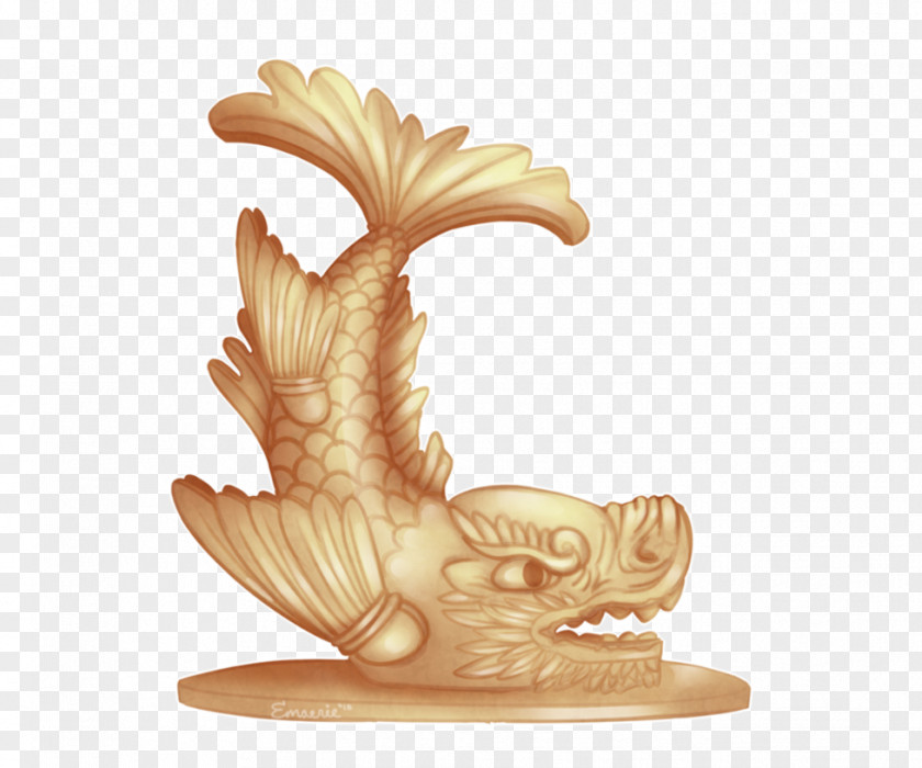 Golden Pig Statue Carving Figurine Chicken As Food PNG