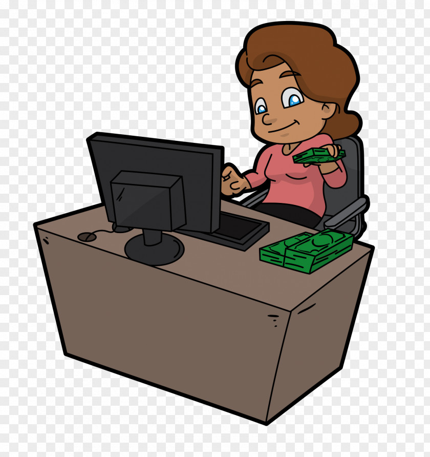 Sitting Job Cartoon Desk Technology Furniture Computer PNG