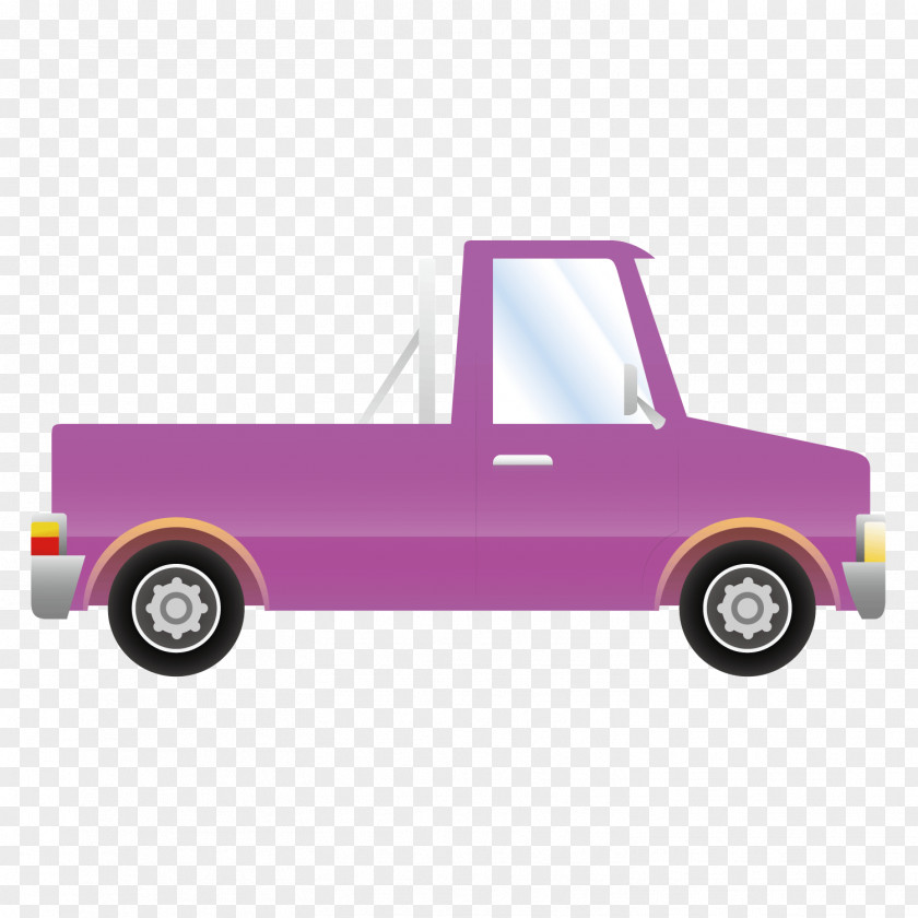 Vector Cartoon Purple Pickup Truck Flat Car Opel Vectra PNG